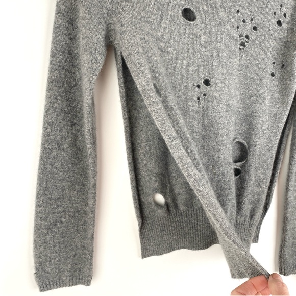 R13 Shrunken Distressed Cashmere Sweater Grey - Picture 5 of 13